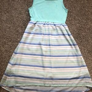 Nautica Blue and White Sleeveless Sundress